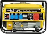 Stromgenerator mit Benzin | Stromerzeuger mit E-Starter | Notstromaggregat leise | 5 Steckdosen 3x 230V / 1x 400V / 1x 12 V | 7 PS (Premium Kupfergew.(5 Steckdosen (3000W YFG3500))