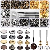 120 Sets Druckknopf Kupfer Druckknöpfe Bronze Kleidung Snaps Taste mit Fixierwerkzeug Kit für Leder Handwerk Jacke Brieftasche Handtasche (12.5 mm)