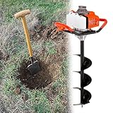 Erdbohrer mit Bohrer, 52 cc, 1900 W, Erdbohrer mit Bohrer, 80 cm lang, legierter Stahl, für Ackerland, Garten und Pflanzen, 8 cm