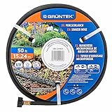 GRÜNTEK Tropfschlauch Set, Perlschlauch 15,24 m / 50 ft, Schnell- und 1/2 Zoll US-Anschluss, UV- und Algen-Schutz, bis 70% wassersparender Perl-Regner für umwelt- und pflanzenschonende Bewässerung