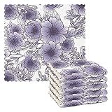 linqin Flower Elegance Set mit 6 saugfähigen Küchentüchern, Mikrofaser, dekorativ, weich, wiederverwendbar, für Arbeitsplatten-Tisch