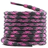WEGOODZF Outdoor Boots Wanderschuhe Schnürsenkel: 120CM Dunkelgrau & Roseviolett 2 Paar Runde Welle Schuhbänder für Arbeitsschuhe Bergschuhe