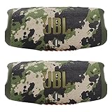JBL Charge 5 Tragbarer, wasserdichter Bluetooth-Lautsprecher mit Powerbank – Paar (Camo/Camo)