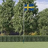 Decor Schweden Flagge und Stange 6,23m Aluminium Haus & Garten