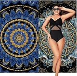Strandtuch Mikrofaser Handtuch 2 Pack 220x100 cm Microfaser Handtücher Schnelltrocknendes Strandtuch XXL Stranddecke Sandfrei Badehandtuch Groß, für Saunatuch, Fitness – Urlaub Must Haves (Blau)S-405