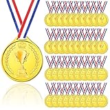 40 Stück Medaille für Kinder,Kunststoff Medaillen Gold mit Bandkette,Gewinner Goldmedaillen Schulwettbewerbe,Goldene Sieger-Medaillen für Erwachsene,Wettbewerbe Auszeichnungen für Weltmusikfestivals