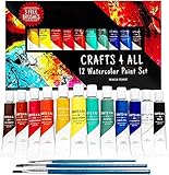 Crafts 4 ALL Aquarell-Farbenset 12 Hochwertige Aquarellkunst-Malvorlagen für Künstler, Studenten und Anfänger - Ideal für Landschafts- und Porträtgemälde auf Leinwand