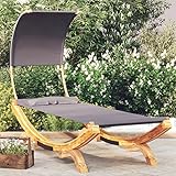 Yolola Hängematte Sonnenliege Holz Loungebett mit Dach Gartenmöbel Loungebett Outdoor Hängeliege Schwebeliege Gartenliege Sonnenliege Draußen 100x200x126 cm Bugholz Massiv Anthrazit