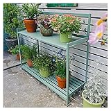 Pflanzbank - Outdoor Metall Pflanztisch mit 2 Ebenen Offenes Regal - Garten Arbeitsplatz zum Pflanzen und Gärtnern
