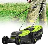 YANGYMM 2-In-1-Rasenvertikutierer, Elektrischer Vertikutierer Und Vertikutierer, 4000 Mah Li-Ionen-Akkus, mit Leistungsstarkem 15-Ampere-Motor, 14,5-Gallonen-Fangsack, für die Gartenpflege