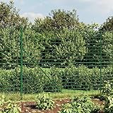 IKAYAA Maschendrahtzaun, Gartenzaun, Maschendrahtzaun Set, Maschendrahtzaun Komplettset, Steckzaun Metall, Teichzaun mit Bodenhülsen Grün 1,8x25 m