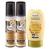 Balea 3er-Set Haarpflege: Professional Sprüh-Conditioner Express OIL REPAIR INTENSIV für strapaziertes, trockenes Haar (2 x 150 ml) + Haarspülung GOLDENE MILCH Glanz & Geschmeidigkeit (200 ml), 500 ml