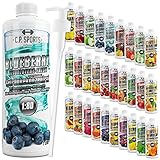 C.P. Sports Getränkesirup für Mineraldrink I Sirup zuckerfrei für Vital-Drink BLUEBERRY mit Vitaminen I Getränkekonzentrat zum Mischen mit Wasser für Sport-Getränk I 1 Liter + Pumpspender