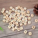 100 Stück Englische Quadratische Hölzerne Alphabet-Buchstabenperlen, Schmuckherstellungszubehör, 10 X 10 Mm