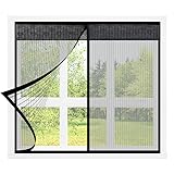 Fliegennetz Fenster Magnet,Insektenschutz nsektenschutzgitter,Fenster Fliegengitter Fenster ohne Bohren,Vollmagnetisch, Schließt Automatisch für Alle Arten von Fenstern (100x120cm, Schwarz)
