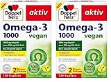 Doppelherz Omega-3 1000 vegan - Hochdosierte Omega-3-Fettsäuren EPA und DHA aus pflanzlichem Algenöl - 120 kleine, leicht schluckbare Kapseln (Packung mit 2)