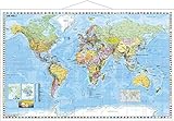 Weltkarte (deutsch) Großformat - Wandkarte mit Metallbeleistung NEUE AUFLAGE