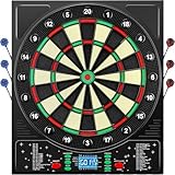 Coanhctm Dartscheibe Elektronisch Profi mit Deutsche Stimme&12 Dartpfeil, Elektronische Dartscheibe mit LCD-Bildschirm, 34 Spiele&355 Variationen, E Dartscheibe Elektronische Dartboard für 1-8 Spieler