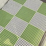 Spleißbare quadratische Duschmatte, rutschfest, ineinandergreifende Drainage-Bodenfliesen, Anti-Schimmel-Duschmatten für Innenbad, waschbar, weiches PVC, Badezimmermatte (Weiß und Grün, 9)