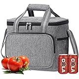 15L Kühltasche Picknicktasche Klein Faltbar Thermotasche für Essen Isoliertasche Wasserdicht Lunchtasche für Herren Damen Gefriertasche Kühltaschen für Unterwegs Camping Auto Büro Schule Arbeit, Grau