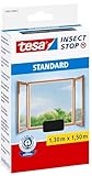 tesa Insect Stop Standard Fliegengitter für Fenster - Insektenschutz zuschneidbar - Mückenschutz ohne Bohren - 1 x Fliegen Netz anthrazit - 130 cm x 150 cm