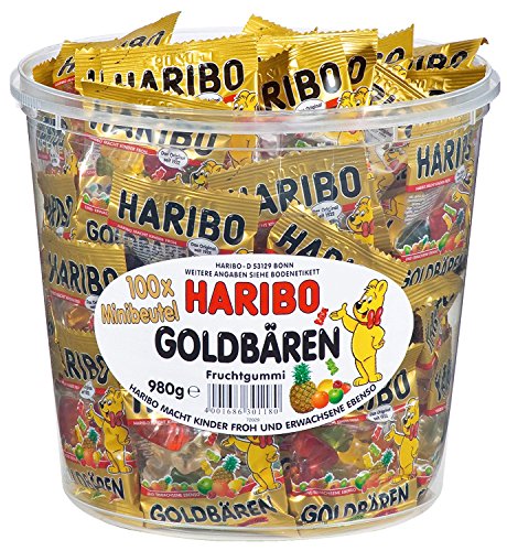 HARIBO Goldbären Dose, 2 x 100 Minibeutel, (2 x 980g)