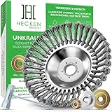 HECKENPRACHT© Profi Unkrautbürste für Freischneider | Verbessertes Konzept 2025 - Wildkrautbürste für Motorsense zur effektiven Unkrautentfernung - 25,4mm Bohrung | Drahtbürste Freischneider