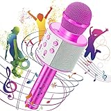 Hayruoy Karaoke Mikrofon Kinder, Bluetooth Mikrofon Kinder Karaoke 4 In 1,Toll Als FüR Spielzeug Ab 4 Jahre Junge Und MäDchen Geschenke,Zuhause Party Karaoke