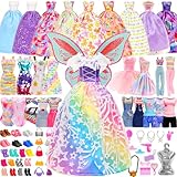 Miunana 110+ Kleidung für Puppen Puppenkleidung Fashion Kleider Tops Bluse Hosen Abendkleider Badenanzüge Minikleider Schuhe Kleiderbügel Handtasche Flügel Zubehör für 11,5 Zoll Mädchen Puppen