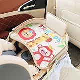 Erlsig Kinder-Reisetablett für Autositz, Aktivitäts- und Spieltablett, Organizer für Kinder und Kleinkinder, Schoßschreibtisch mit Tablet-Handyhalterung, wasserdicht und faltbar - Beige Löwe Affe