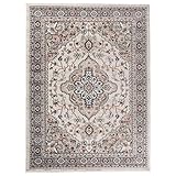 Carpeto Traditioneller Orientalischer Teppich - Kurzflor - Weicher Teppich Perser für Wohnzimmer Schlafzimmer Esszimmer - ÖKO-TEX Zertifiziert - AYLA - 120 x 170 cm - Creme