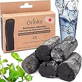 ORINKO Kishu Binchotan x5 – Natürlicher Aktivkohlefilter Wasser – Hochwertige Binchotan-Kohle zur Wasserreinigung – Nachhaltig & wiederverwendbar
