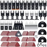 CONNOO 156tlg Multitool Sägeblatt Set universelles Zubehör für oszillierende Werkzeuge, Bi-Metall Blades für Holz Metall Kunststoff kompatibel mit Einhell Makita DTM51Z Dremel Parkside und mehr