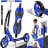 KESSER® Scooter Roller Kinderroller Cityroller Tretroller Kickroller Kickscooter, Design/Shark (Blue)
