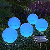 Mexllex Solarlampen für Außen Garten 5 Stück, 16 Colors Solarkugel für außen,Solar Gartenleuchte Solar Kugelleuchte mit 3 Modi,Wasserdicht Gartenstecker Solarleuchten-10cm