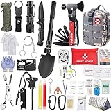 Survival Kit 163 in 1,Notfall Ausrüstung,Survival Militär Hochwertig Ausrüstung mit Messer I Feuerstahl,Geschenke für Männer Camping/Abenteuer/Wandern im Freien