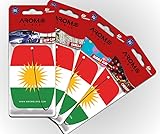 Kurdistan Duftbaum Autoparfüm Flagge Croatia Kurdish Lufterfrischer 4-er Pack in 4 Düften New Car, bubble gum, Vanilla, Cherry