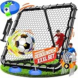 KESSER® Fußball Rebounder 100x100 cm | Verstellbares Trainingsnetz | Pass- und Schusstraining | inkl. Luftpumpe, 6 Markierungshütchen & 4 Widerstandshaken | für Handball, Volleyball | Prellwand