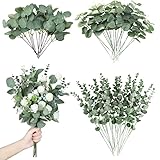 YEJIKJ 30 Stück Künstliche Pflanzen Eukalyptus Deko, 38CM/15 inch Künstliche Zweige Eukalyptusblätter Getrocknet Eukalyptus Kunstpflanze Zweige für Hochzeitsdeko, Büro, Schlafzimmer Deko