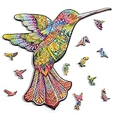 BananMelonBM Kolibri Holzpuzzle für Erwachsene, 108 Stück Tiere, einzigartig geformte Holzpuzzles – 19 x 27 cm, kreatives Geschenk für Jugendliche und Erwachsene