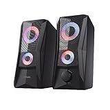 Trust Gaming GXT 606B Javv 2.0 PC Lautsprecher mit RGB LED Beleuchtung, 12W (6W RMS), USB-Betrieb, Kompakte PC Boxen, Speaker Set, Gaming Lautsprecher für Computer und Laptop - Schwarz