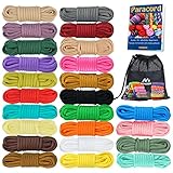 MONOBIN Paracord 550 Combo-Set, 24 Farben Paracord-Seil mit Anleitung für die Herstellung von Paracord-Armbändern, Schlüsselbändern, Hundehalsband, Geschenkidee (24 Farben A)