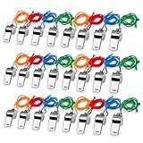 Schramm® 24er Pack Trillerpfeife Metall Triller Pfeife Pfeifen Fußballpfeife Schiedsrichterpfeife Trillerpfeifen