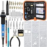 HANDSKIT Bleistift Brandmalerei Lötkolben Set, 42PCS Brandmalkolben mit einstellbarer Ein/Aus-Schalte, mit 60W Temperatur 220-450 °C, Holzbrandmalerei für Profi Hobbybastler