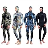 DEMMET Neopren Tauchen Neoprenanzug 3MM Winter Warm Männer Kapuze Surfen Front Reißverschluss Schnorcheln Speerfischen Kapuze Tauchanzug (3mm blau, L)