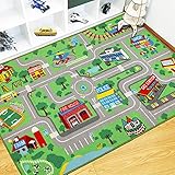 Capslpad Kinder Teppiche,Spielteppich für Kinder Stadtstadt Straße 160x100 cm Kinderteppich Spielmatte Lernbereich Teppich Pädagogischer Spielteppich für Kinderzimmer