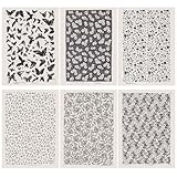 BENECREAT Keramik-Transferpapier, 6 Stile, 53,3 x 38,1 cm, Schmetterlings-Blumenmuster, Unterglasur-Transfer-Aufkleber, Keramik-Aufkleber für Keramik, Emaille, Schwarz und Weiß