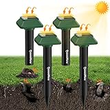 4er-Pack Maulwurfschreck Solar, 7500 Quadratfuß Effektive Strecke Ultraschall Wühlmaus Vertreiben, IP66 Wasserschutz Wühlmausschreck, für Maulwürfe, Ratten, Schlangen, Hasen und Nagetiere