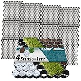 KARAT Rasengitter aus Kunststoff befahrbar 1m² - 4 Stück - 50 x 50 cm, Schwarz - Bodengitter, Paddockplatte, Rasenwaben, Bodenwaben, Rasengitterplatten, Kiesgitter, Rasengittersteine