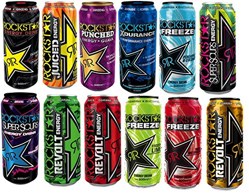 12 Dosen Rockstar Energy Drink Probierset verschiedene Sorten 12 x 500ml inc. 3.00€ EINWEG Pfand